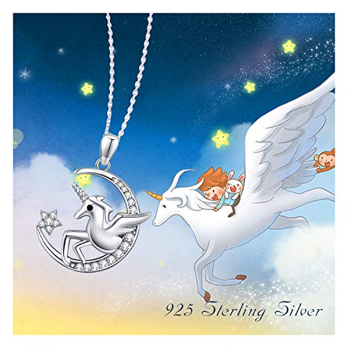TRISHULA Lovely Unicorn Necklace Moon Pendant Necklace Jewelry Gift for Women