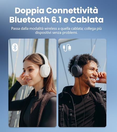 W820NB Plus Gen 2 Cuffie Wireless Over-Ear con Cancellazione del Rumore, -49 dB ANC, LDAC Hi-Res Audio, Playtime 88 Ore, Suono Spaziale, Chiamate Chiare con IA, Bluetooth 6.1 - Grigio Scuro