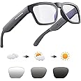 OhO Smart Glasses,Polarized Sunglasses with Bluetooth Speaker,Athletic/Outdoor UV Protection and Voice Control,Unisex(Transitional Blue Light Lens)