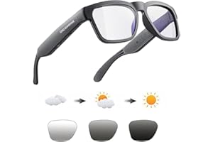 OHO SUNSHINE OhO Smart Glasses,Polarized Sunglasses with Bluetooth Speaker,Athletic/Outdoor UV Protection and Voice Control,Unisex(Transitional Blue Light Lens)