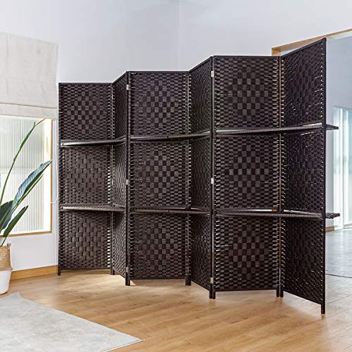 TinyTimes 6 FT Tall Room Divider with Removable Storage Shelves, 6