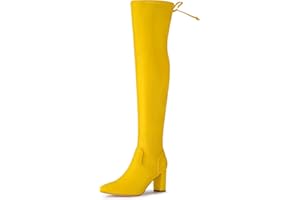Allegra K Women's Thigh High Block Heels Over Knee High Boots