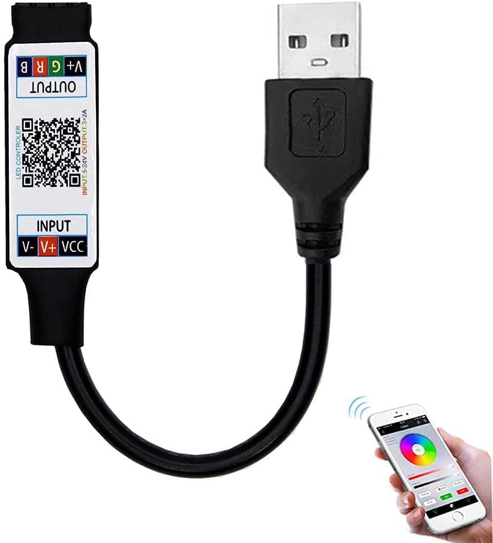 Mini RGB Bluetooth Controller USB 5V Music Bluetooth LED Controller Light Strip Controller for RGB LED Strip 30cm