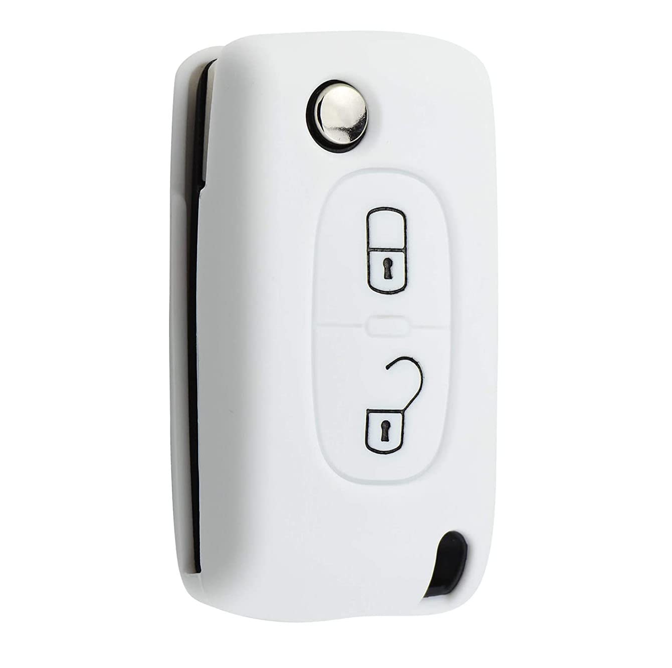SALPIE Silicone Key Cover Shell for Peugeot 106 107 205 206 207 306 306 307 308 309 406 407 807 Citroen C1 C2 C3 C4 (White)