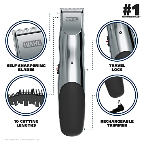 Wahl Clipper Rechargeable Beard Trimmer With Travel Lock, Self