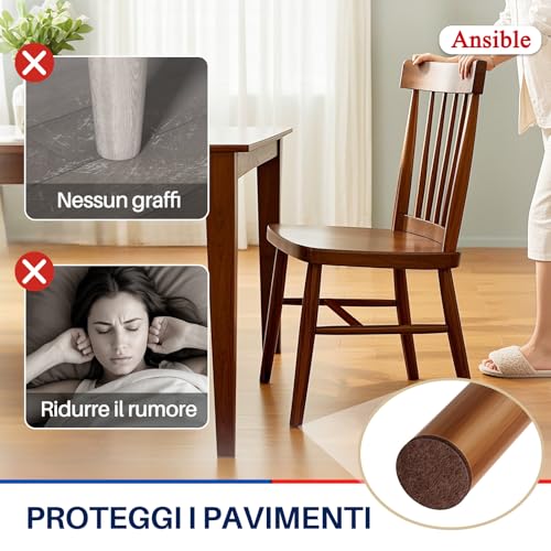 Pack of 60 Adhesive Felt Pads for Chairs and Furniture, Round 25 mm Brown | Scratch-proof, quiet, floor protection