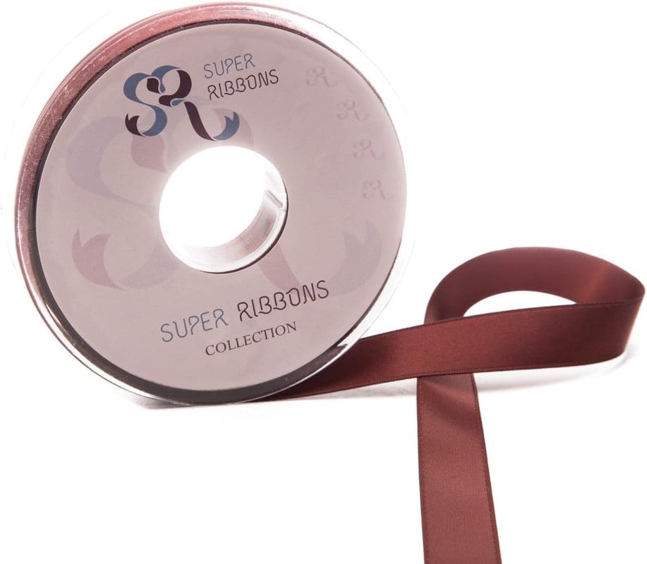 SR SUPER RIBBONS®™- Full Reel 38mm Double Faced Satin Ribbon, 20 Metres on Reel - Cappuccino
