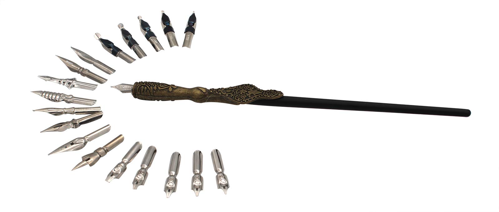 Gullor Calligraphy Pens Set - Dip Pen Handcrafted Calligraphy Set with 18 Nibs, Bronze