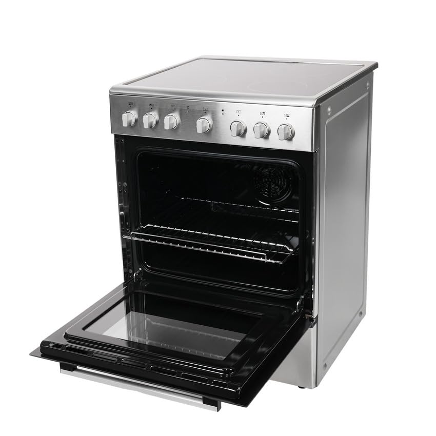 Midea 60x60cm Freestanding Ceramic Cooker with 65L Multifunction Oven, 4 Zones Full Electric Cooking Range Mechanical Timer, Convection Fan, Rotisserie, Sleek Design, Stainless Steel, VC6814