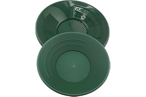 DRAGONXT 10" Gold Pan with Dual Riffles for Gold Panning, Mining & Prospecting (Green 2 Pack)