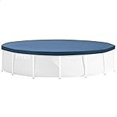 INTEX Pool Cover for 10ft Round Above Ground Swimming Pools | 28030E - Suitable for Metal Frame Pools - Includes Drain Holes, 10in Overhang, Snug Fit