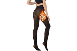 UniikStuff Fleece Lined Tights-Women Fake Translucent High Waist Warm Pantyhose Sheer Thick Tights for Winter