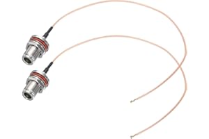 MECCANIXITY 2Pcs 1FT RG178 Coaxial Cables UFL(/) Mini PCI to N Female Bulkhead Low Loss Coaxial Cable for Wireless Routers Mi
