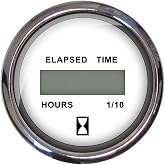 Faria 13815 Chesapeake Stainless Steel Digital Hourmeter (12-32 VDC) - 2", White, Black