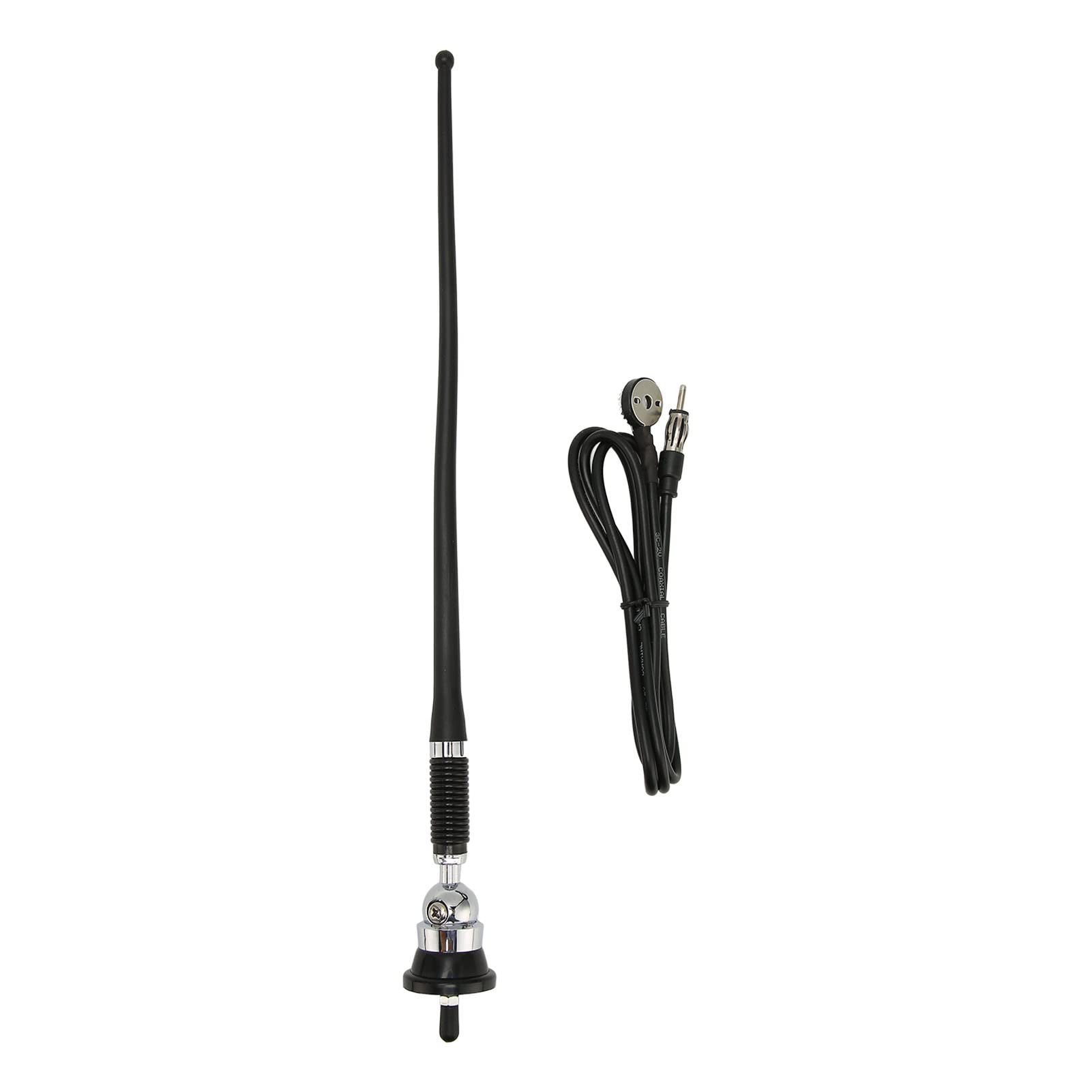 Car Radio Passive Antenna, Soft Rubber Built in Amplifier Flexible Mast FM AM Stereo Antennae for Boat Car RV Motorhome ATV UTV Tractor Motorcycle Yacht