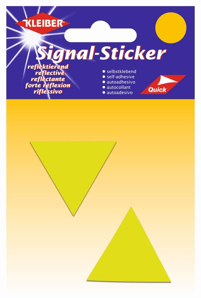Kleiber Small Luminous Triangle Reflective Stickers, Yellow