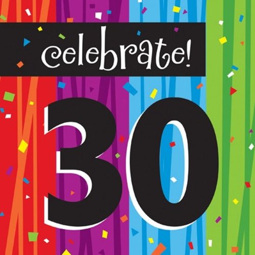 16-Count Paper Lunch Napkins, Celebrate 30, Milestone Celebrations
