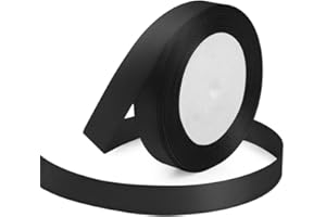 KMER LIFE Black Ribbon 5/8 Inches x 25 Yards, Black Satin Fabric Silk Ribbon for Gift Wrapping, Bows Making, Floral Bouquets, Wreaths, DIY Handicrafts, Sewing Projects, Baby Shower and Wedding Party