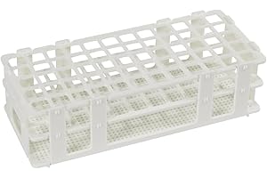 BIPEE Plastic Test Tube Rack, 60 Holes，Test Tube Holder for 17 mm Test Tubes, White vial holder, Detachable test tube holder rack (1pcs，60 Holes）
