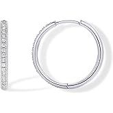 PAVOI 14K Gold Plated Cubic Zirconia Hoop Earrings for Women - 925 Sterling Silver Posts Trendy Fashion Hinged Gold Earrings for Women