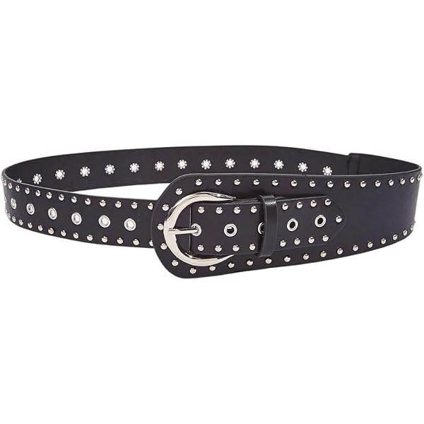9156 Vintage Studded Pu Leather Wide Belt For Women – Premium Metal Alloy JASGOOD Women Vintage Wide Waist Belt PU Leather Rivet  main image 4