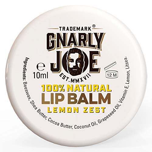 Gnarly Joe Moisturising Lip Balm - 10ml - 100% Natural Ingredients - Cocoa Butter - Coconut Oil - Beeswax - Vitamin E Oil - Lip Care - Organic Lip Balm - Lip Repair - Lip Moisturiser - (Lemon)