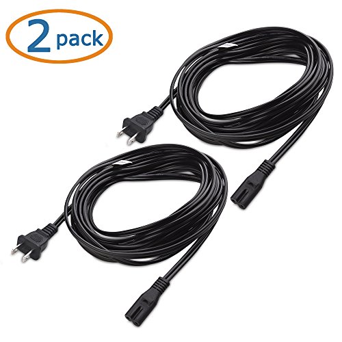 Cable Matters 2 Pack 2 Prong TV Power Cord 10 ft, UL Listed AC Power