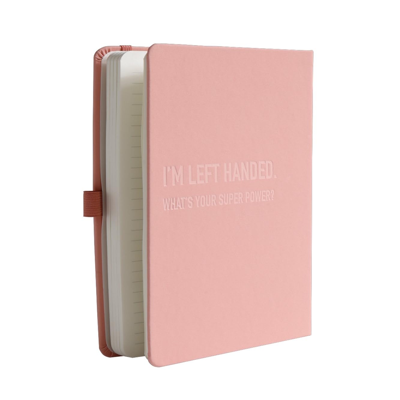 Urby Left Handed Journal w. Leather Cover. The Lefty Stuff Series. College Ruled Left Handed Notebooks, 200 Pages, 80GSM Premium Paper. US Half Letter Size. 8.25x5.5in. Light Pink