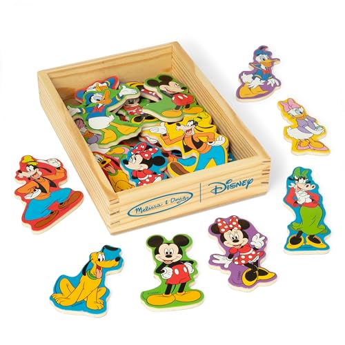 Melissa & Doug Disney Mickey Mouse Wooden Character Magnets (20 pcs) Toys for Disney Fans, Mickey Mouse Fridge Magnets, Pretend Play & Toddler Toys for Kids Ages 2+