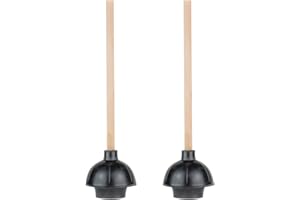 SteadMax Heavy Duty Toilet Plunger, Commercial Grade Double Thrust Force Rubber Cup with Wood Handle, 2 Pack (22")