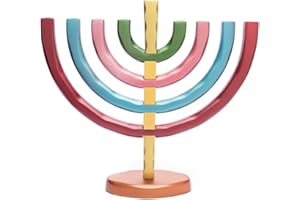 World Of Judaica Yair Emanuel Anodized Aluminum Hanukkah Menorah with Bright Colors