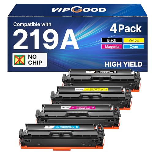 219A 219X W2190A 3302FDW Toner Compatible for HP 219A 219X for Color LaserJet Pro MFP 3302FDWG 3302FDW 3302SDW 3302FDN 3302FDN 3302SDWG 3202DN (Black Cyan Yellow Magenta, No Chip)