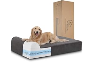 Rainmr Orthopedic Dog Beds for Large Dogs, 7" Memory Foam Dog Beds with Waterproof Liner, Chew Proof Microsuede Cover, Removable and Washable, Nonskid Bottom, 48"x30"x7" L Grey