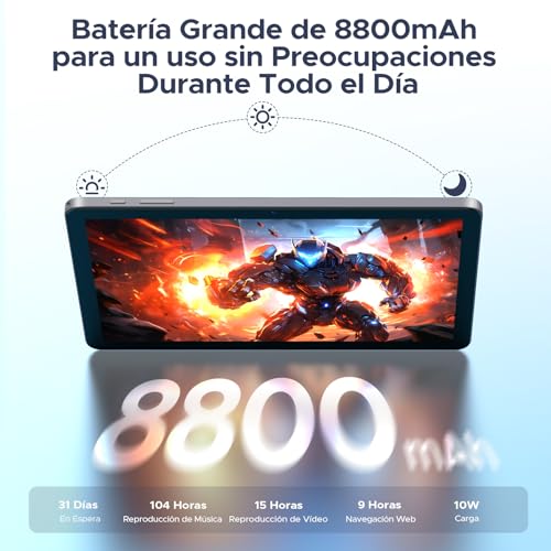 BIRDCLAW P10 Pro Tablet Android 16, Tablet 10 Pulgadas with Gemini AI, 48GB RAM+128GB ROM/2TB, Octa-Core T7250, 120Hz, 8800mAh, 13MP+5MP, Face ID, GPS, 5G WiFi, OTG, Tablet con Teclado y Lapiz, Gris