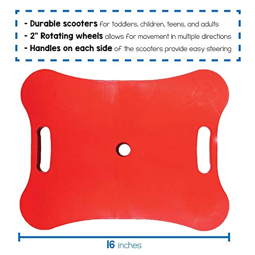 hand2mind Red HeavyDuty Indoor Scooter Board with Handles, Gym