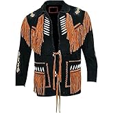 Mount Helicon Mens Leather Buckskin Mountain Man Reenactment Suede Native American Red Indian Fringes Beaded Jackets