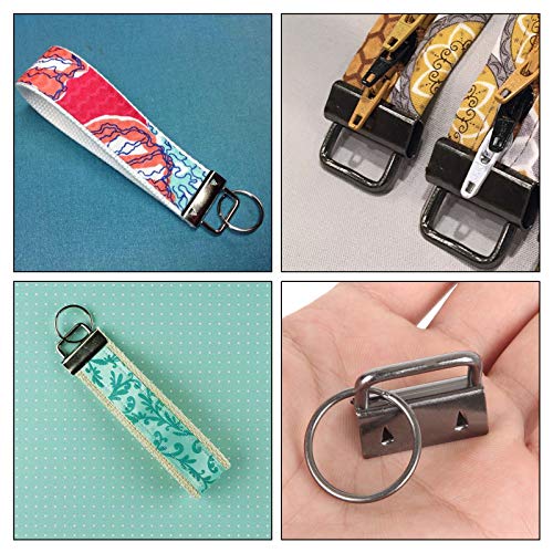 100 Sets 1 Inch Key Fob Hardware with Key Rings, Keychain Wristlet for