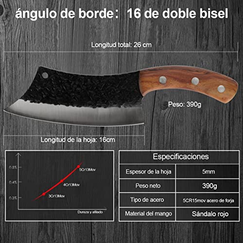 Cuchillo Vikingo martillado ,Cuchillo Carnicero Forjado A Mano Con Vaina ,Cuchillos Chef De Cocina,Acero De Alto Carbono,Aplicar Para El Hogar,Camping,Barbacoa,Restaurante, Corte De Carne.