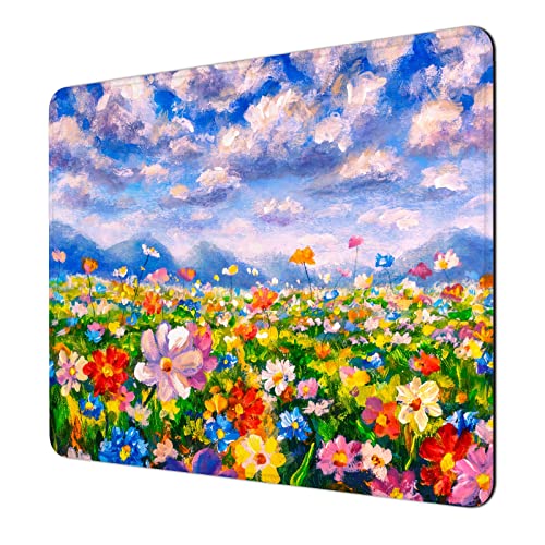 niniubye Mouse Pad Oil Painting Sea of Flowers