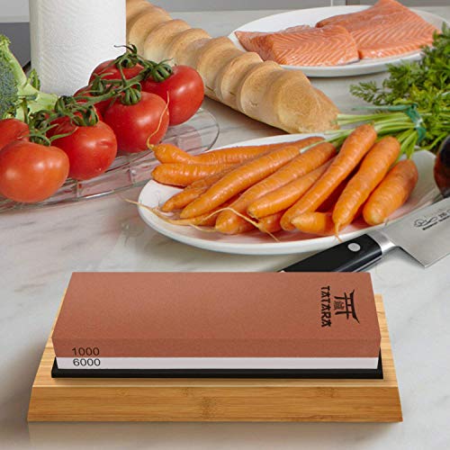 TATARA Japanese Whetstone 1000/6000 Grit Double Sided Knife Sharpening Stone With Honing