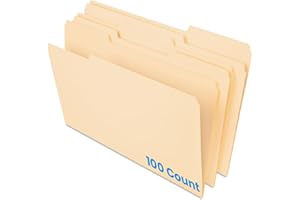 Pendaflex File Folders, Essentials, 1/3 Cut, Legal Size, Manila, Durable 11 pt. Stock, Box of 100, Ideal for Everyday Filing 