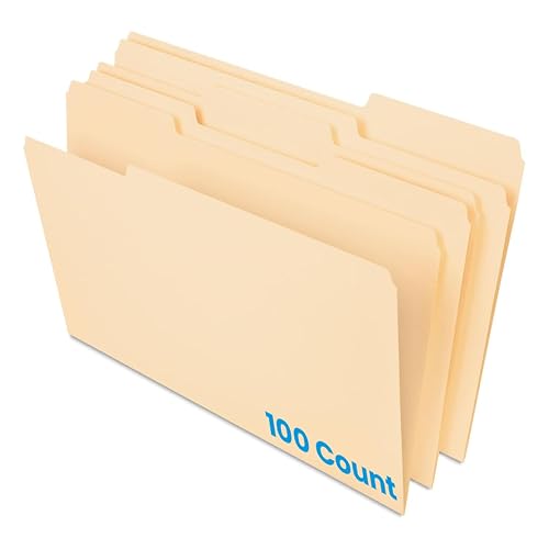 Pendaflex Manila Legal Size File Folders - 1/3-Cut Tabs in Left, Center ...