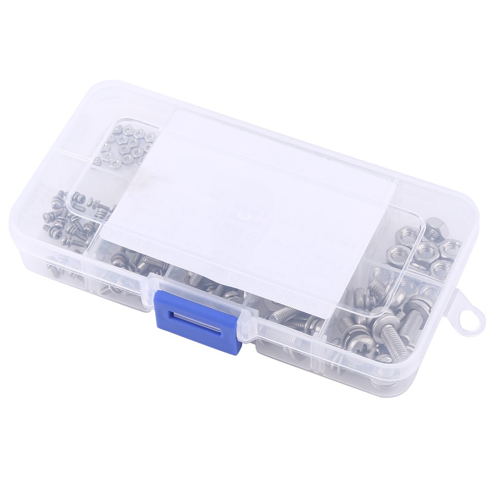 304 Stainless Steel Screws Nuts Assortment 160pcs M2 M2.5 M3 M4 M5 with Storage Box