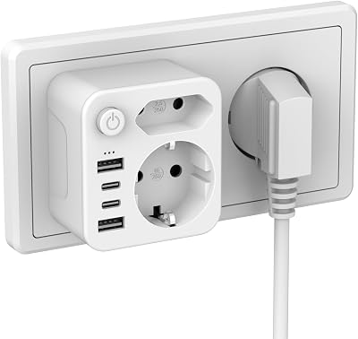 multiprise avec 4 blocs d'alimentation, prises USB C, 2 adaptateurs USB-C