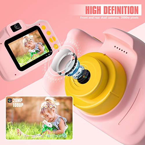 Peradix Appareil Photo pour Enfants 4 en 1,Cadeau Appareil Photo Numerique Enfant Vidéo Record Électronique de HD 2 Pouces 1080P avec Qualité 32 GB Petit Appareil Photo Jouet 3-8 Ans Garçons Filles