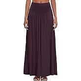 ZXIHZF Women's Casual V Elastic Waistband Swing Lounge Skirt Ankle Length Maxi Long Skirts