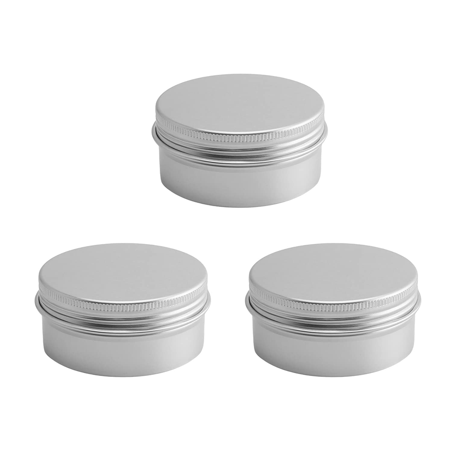 Othmro 3pcs Aluminium Tin Jars, 2.7oz Small Containers Tins with Screw Lids, Empty Can Travel Tins for Candles, Cosmetic, Soap Silver (80ml/2.7oz)