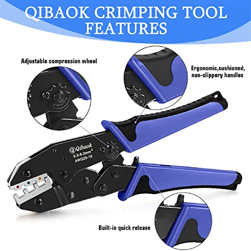 Qibaok Crimping Tool Ratcheting Wire Crimper for Heat Shrink Connectors