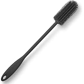 Purtribe Silicone Bottle Brush, Long Handle Bottle Cleaner Brush, Charcoal | Replaceable Brush Head, Soft Bristles, Cleaning Narrow Neck Containers, Vacuum Sports Bottle, Tumblers, Flask, Glassware