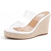 VARECOLA Women Slip On Espadrille Platform Wedge Sandals Slide Open Toe Clear High Heel Sandals